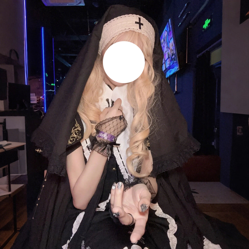 Design Concept:
This Gothic Lolita nun-style hair accessory is available in Beige with Black Veil and White with Black Veil, combining elegance with a punk-inspired edge. The elastic band ensures a secure and comfortable fit, while the soft, lightweight fabric allows the veil to drape naturally. Perfectly suited for Halloween, cosplay, themed gatherings, or daily Lolita styling, it adds a dramatic yet refined touch to any outfit.