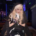 Design Concept:
This Gothic Lolita nun-style hair accessory is available in Beige with Black Veil and White with Black Veil, combining elegance with a punk-inspired edge. The elastic band ensures a secure and comfortable fit, while the soft, lightweight fabric allows the veil to drape naturally. Perfectly suited for Halloween, cosplay, themed gatherings, or daily Lolita styling, it adds a dramatic yet refined touch to any outfit.