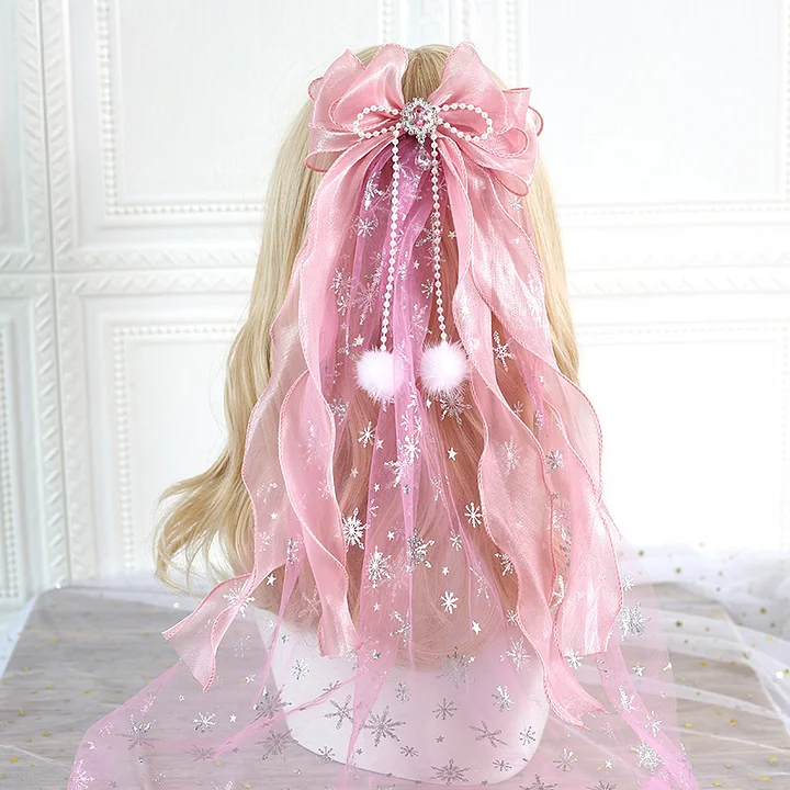 Lolita Hair Accessories Headband Big Bow Streamer Edge Clip Super Fairy Hairpin
