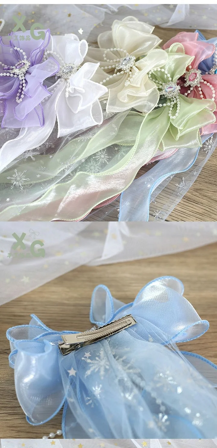 Lolita Hair Accessories Headband Big Bow Streamer Edge Clip Super Fairy Hairpin