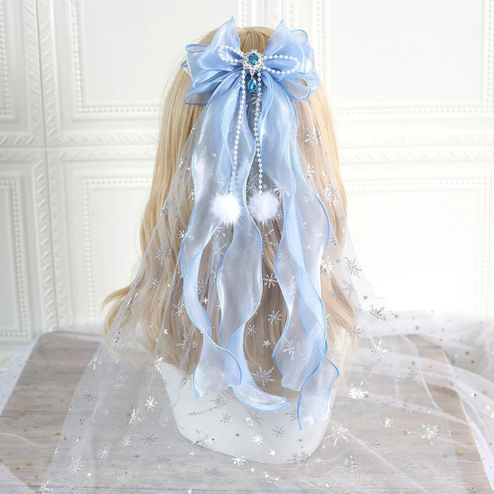 Lolita Hair Accessories Headband Big Bow Streamer Edge Clip Super Fairy Hairpin