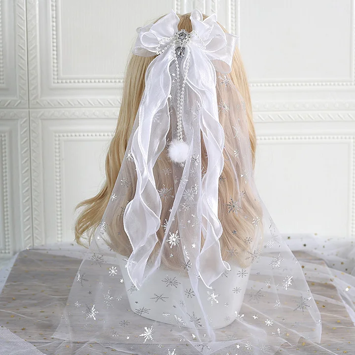 Lolita Hair Accessories Headband Big Bow Streamer Edge Clip Super Fairy Hairpin