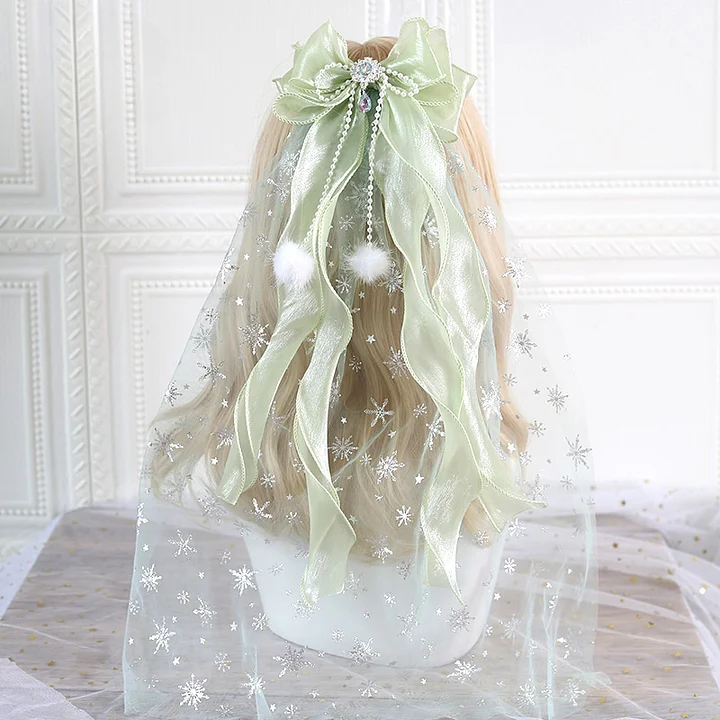 Lolita Hair Accessories Headband Big Bow Streamer Edge Clip Super Fairy Hairpin