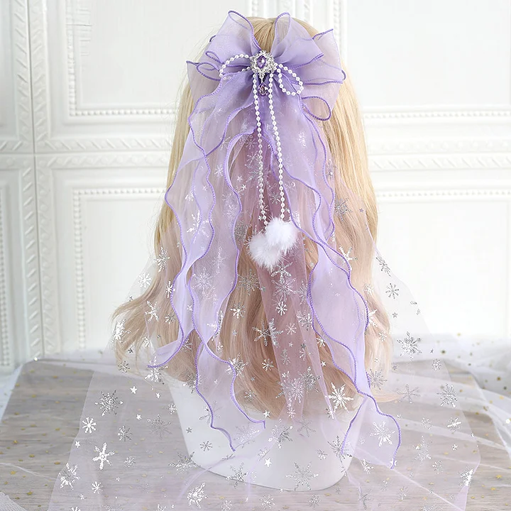 Lolita Hair Accessories Headband Big Bow Streamer Edge Clip Super Fairy Hairpin