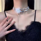 Lolita Necklace Accessories  Baroque White Floral Pearl Choker Lolita Elegant for Wedding