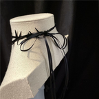 Lolita Necklace Accessories Dark Gothic Black Rose Thorns Lace Tie Punk