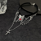 Lolita Necklace Accessories Gothic Metal Chain Butterfly Cross Girls Choker