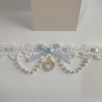 Lolita Necklace Sweet Pink with Lace Pearl Bow Choker Macaron Colors