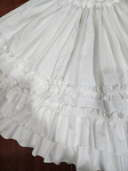 Lolita Petticoat Cotton Embroidered Skirt Rose Ruffle Hem White Black