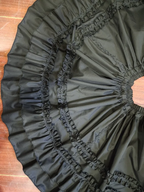 Lolita Petticoat Cotton Embroidered Skirt Rose Ruffle Hem White Black
