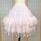 Lolita Petticoat Star Print Violent Hoop Cloud Silhouette Mid Length Extendable Underskirt Pink
