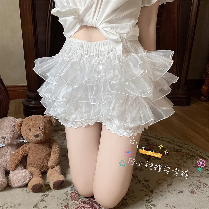Lolita Petticoat White Pink Pumpkin Pants Cake Shorts Leggings Lace Gauze Ruffle Lolita
