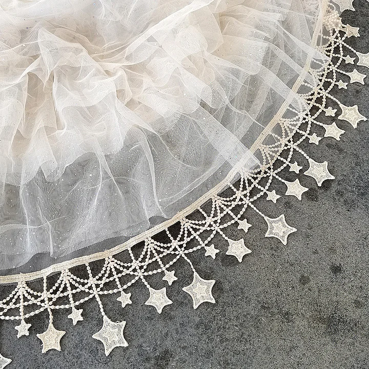 Lolita Petticoats Apricot Long Crinoline Stars Pannier Fishbone Adjustable Full Gown 25.5inches