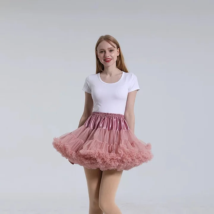 Lolita Petticoats Pink White Daily Puffy Sweet Crinoline Full Gown 15.5inches