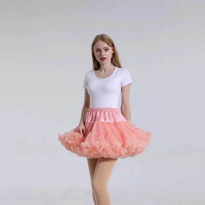 Lolita Petticoats Pink White Daily Puffy Sweet Crinoline Full Gown 15.5inches