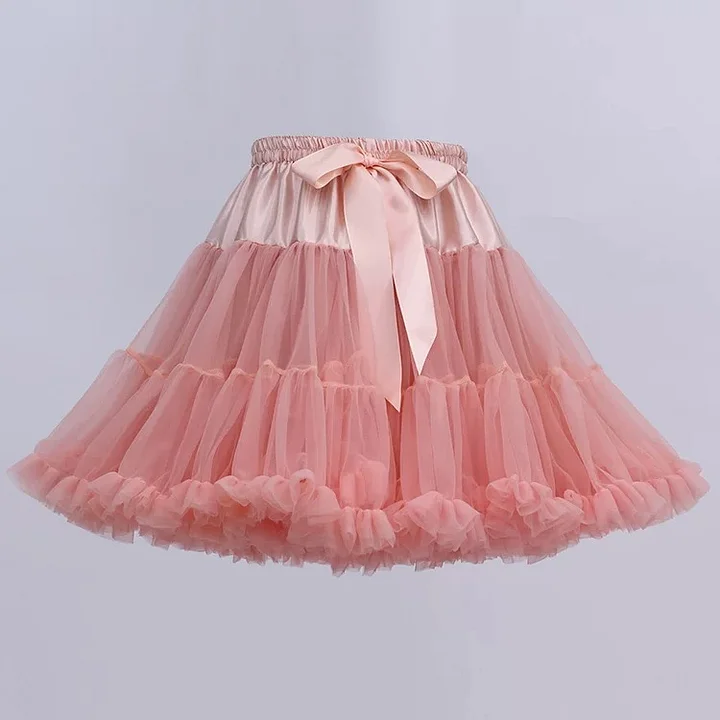 Lolita Petticoats Pink White Daily Puffy Sweet Crinoline Full Gown 15.5inches