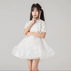 Lolita Petticoats White Cake Layer Ruffle Puffy Pannier Crinoline Organza 16inches