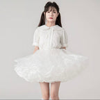 Lolita Petticoats White Cake Layer Ruffle Puffy Pannier Crinoline Organza 17.5inches