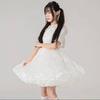 Lolita Petticoats White Cake Layer Ruffle Puffy Pannier Crinoline Organza 19.5inches
