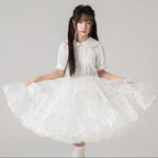 Lolita Petticoats White Cake Layer Ruffle Puffy Pannier Crinoline Organza 21.5inches