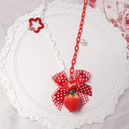 Lolita Red Bow Strawberry Necklace Long Cute Girl Accessories
