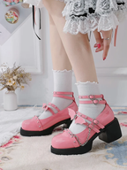 Lolita Shoes Lolita Women's Shoes Black Mary Jane Goth Sweet School Small Leather Shoes Large Size