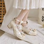 "Doll's Atelier"&nbsp;— Inspired by the delicate craftsmanship of vintage porcelain dolls and the whimsy of patisserie desserts, these heels blend JK school classic elements with Lolita fantasy. The chunky heel provides stability for playful steps, while lace and ribbon accents evoke a storybook charm.