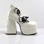 Lolita Shoes White Black Round Head Fat Head Thick Heel Punk Sweet Cool Original Goth High Heels