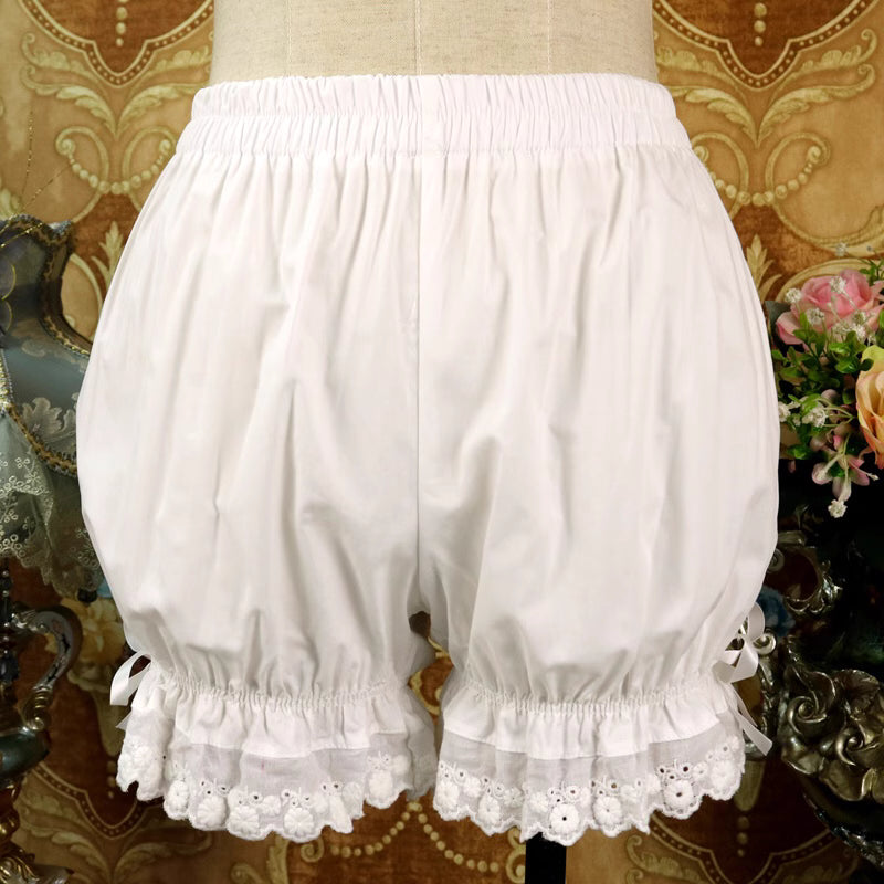 Design Concept:
These Lolita-style shorts are designed as lightweight, breathable innerwear to provide both comfort and modesty. Made from soft cotton and adorned with delicate lace, they ensure a secure anti-see-through layer under skirts or dresses. Available in black and white, these shorts combine practicality with Japanese-inspired Lolita aesthetics, making them ideal for daily wear, casual outings, or layered summer outfits.