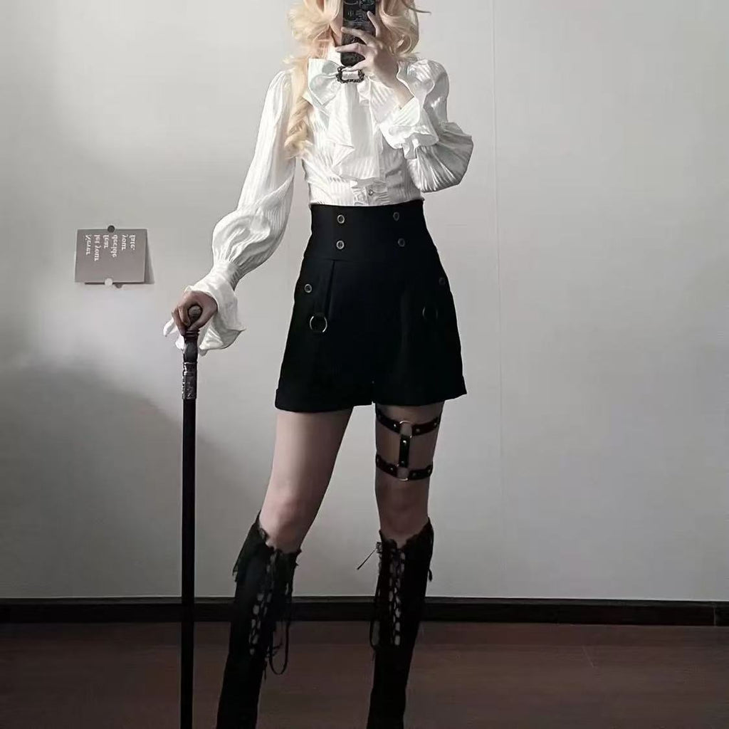 Design Concept:

These Lolita Shorts in White and Black bring a refined Gothic French vintage aesthetic to any Lolita ensemble. Designed with a flattering high-waist cut, they offer both elegance and comfort, making them a versatile staple for layering under Lolita blouses, corsets, or long coats. The classic monochrome palette highlights the retro charm while maintaining a subtle gothic edge. Perfect for tea parties, stage performances, cosplay events, or daily alternative fashion styling, these shorts bal