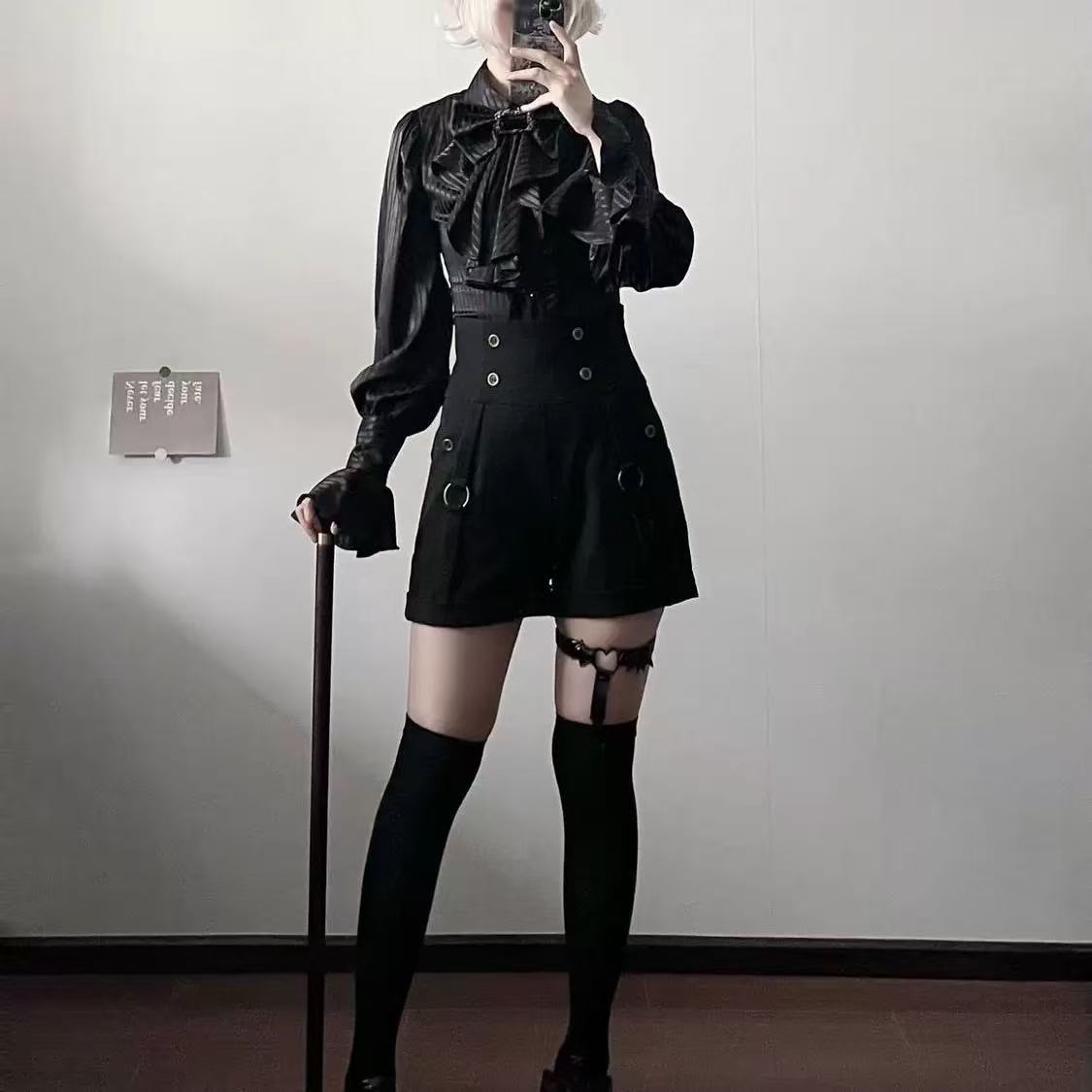 Design Concept:

These Lolita Shorts in White and Black bring a refined Gothic French vintage aesthetic to any Lolita ensemble. Designed with a flattering high-waist cut, they offer both elegance and comfort, making them a versatile staple for layering under Lolita blouses, corsets, or long coats. The classic monochrome palette highlights the retro charm while maintaining a subtle gothic edge. Perfect for tea parties, stage performances, cosplay events, or daily alternative fashion styling, these shorts bal