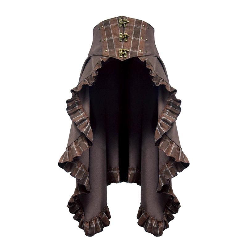 Design Concept:
This Lolita skirt in brown features a charming lace-trimmed plaid design and a flattering A-line silhouette, combining vintage elegance with playful Lolita style. The high-waist cut enhances the figure while the flowing fabric ensures comfort, making it perfect for daily wear, tea parties, or casual Lolita gatherings. Its intricate lace details and plaid pattern add a sophisticated yet whimsical touch to any outfit.