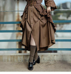 Design Concept:
This Lolita skirt in brown features a charming lace-trimmed plaid design and a flattering A-line silhouette, combining vintage elegance with playful Lolita style. The high-waist cut enhances the figure while the flowing fabric ensures comfort, making it perfect for daily wear, tea parties, or casual Lolita gatherings. Its intricate lace details and plaid pattern add a sophisticated yet whimsical touch to any outfit.
