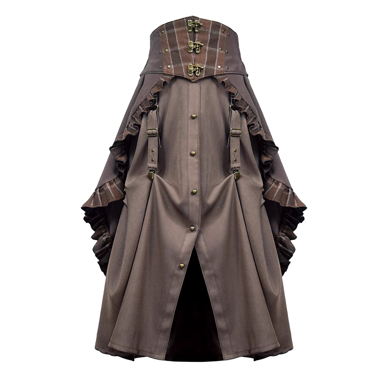 Design Concept:
This Lolita skirt in brown features a charming lace-trimmed plaid design and a flattering A-line silhouette, combining vintage elegance with playful Lolita style. The high-waist cut enhances the figure while the flowing fabric ensures comfort, making it perfect for daily wear, tea parties, or casual Lolita gatherings. Its intricate lace details and plaid pattern add a sophisticated yet whimsical touch to any outfit.
