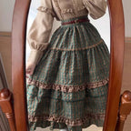 Design Concept:
This Lolita skirt in green showcases a delightful patchwork design crafted from soft, breathable cotton. The contrasting color blocks and gracefully flowing silhouette create a playful yet refined look, making it perfect for daily wear, tea parties, or casual Lolita gatherings.