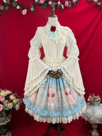 Design Concept:
This Lolita skirt in lake blue features a high-waist design with a delicate lace hem and charming rose print throughout, capturing a sweet and elegant Lolita aesthetic. The combination of soft color and floral detail adds a touch of romance, making it perfect for daily wear, tea parties, or casual Lolita gatherings.