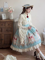 Design Concept:
This Lolita skirt in lake blue features a high-waist design with a delicate lace hem and charming rose print throughout, capturing a sweet and elegant Lolita aesthetic. The combination of soft color and floral detail adds a touch of romance, making it perfect for daily wear, tea parties, or casual Lolita gatherings.