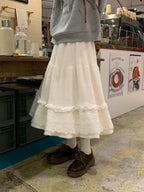 Design Concept:
This Lolita blouse in red features delicate lace detailing and a ruffled hem, creating a festive and whimsical aesthetic perfect for autumn and winter. The soft, breathable fabric ensures comfort while maintaining a structured, elegant look. Its playful yet refined design makes it ideal for daily wear, Christmas celebrations, tea parties, or casual Lolita gatherings.