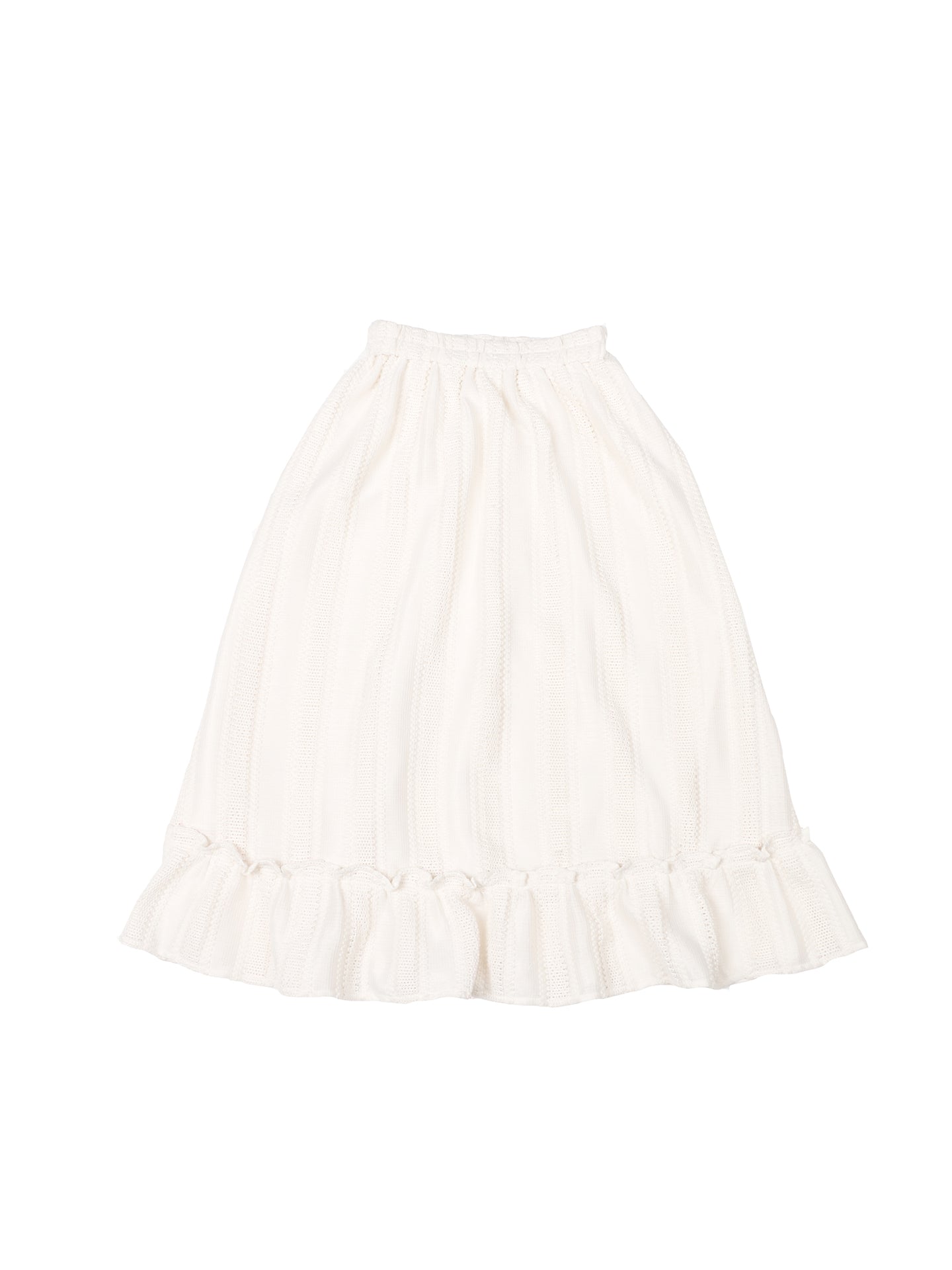 Designed for effortless elegance, this skirt combines a forgiving elastic waistband with a softly flared A-line silhouette to create a universally flattering shape. The subtle flounced hem adds a touch of movement and romance. Crafted in a warm apricot hue, this versatile piece is made to seamlessly transition from casual daytime wear to refined autumn evenings, offering both comfort and timeless style.
