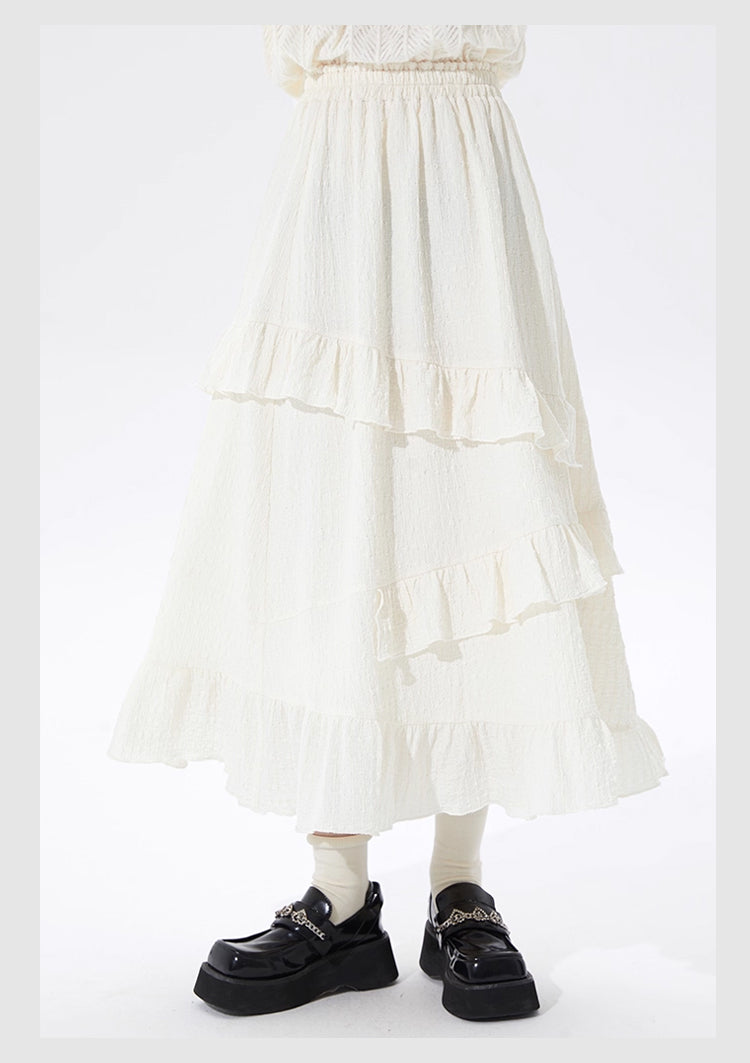Inspired by the artistry of nature this skirt features an allover floral jacquard texture for tactile elegance The asymmetrical hem and ALine silhouette create a modern flowing movement that flatters the figure Designed in a versatile beige hue it offers a timeless elegant piece that transitions effortlessly from daytime refinement to evening occasions throughout the fall and winter seasons.
