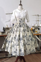 Embark on a journey of timeless elegance with this nautical-inspired Lolita skirt. Crafted in a soft beige hue, the design features intricate vintage sailing ship prints that evoke the romance of oceanic adventures. The high-waist cut and generously flared hem create a dramatic yet graceful silhouette, perfect for twirling. Made from premium lightweight fabric, this skirt balances sophistication with comfort. Ideal for seaside gatherings, themed events, or adding a touch of whimsical nostalgia to your coord