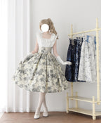 Embark on a journey of timeless elegance with this nautical-inspired Lolita skirt. Crafted in a soft beige hue, the design features intricate vintage sailing ship prints that evoke the romance of oceanic adventures. The high-waist cut and generously flared hem create a dramatic yet graceful silhouette, perfect for twirling. Made from premium lightweight fabric, this skirt balances sophistication with comfort. Ideal for seaside gatherings, themed events, or adding a touch of whimsical nostalgia to your coord