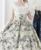 Embark on a journey of timeless elegance with this nautical-inspired Lolita skirt. Crafted in a soft beige hue, the design features intricate vintage sailing ship prints that evoke the romance of oceanic adventures. The high-waist cut and generously flared hem create a dramatic yet graceful silhouette, perfect for twirling. Made from premium lightweight fabric, this skirt balances sophistication with comfort. Ideal for seaside gatherings, themed events, or adding a touch of whimsical nostalgia to your coord