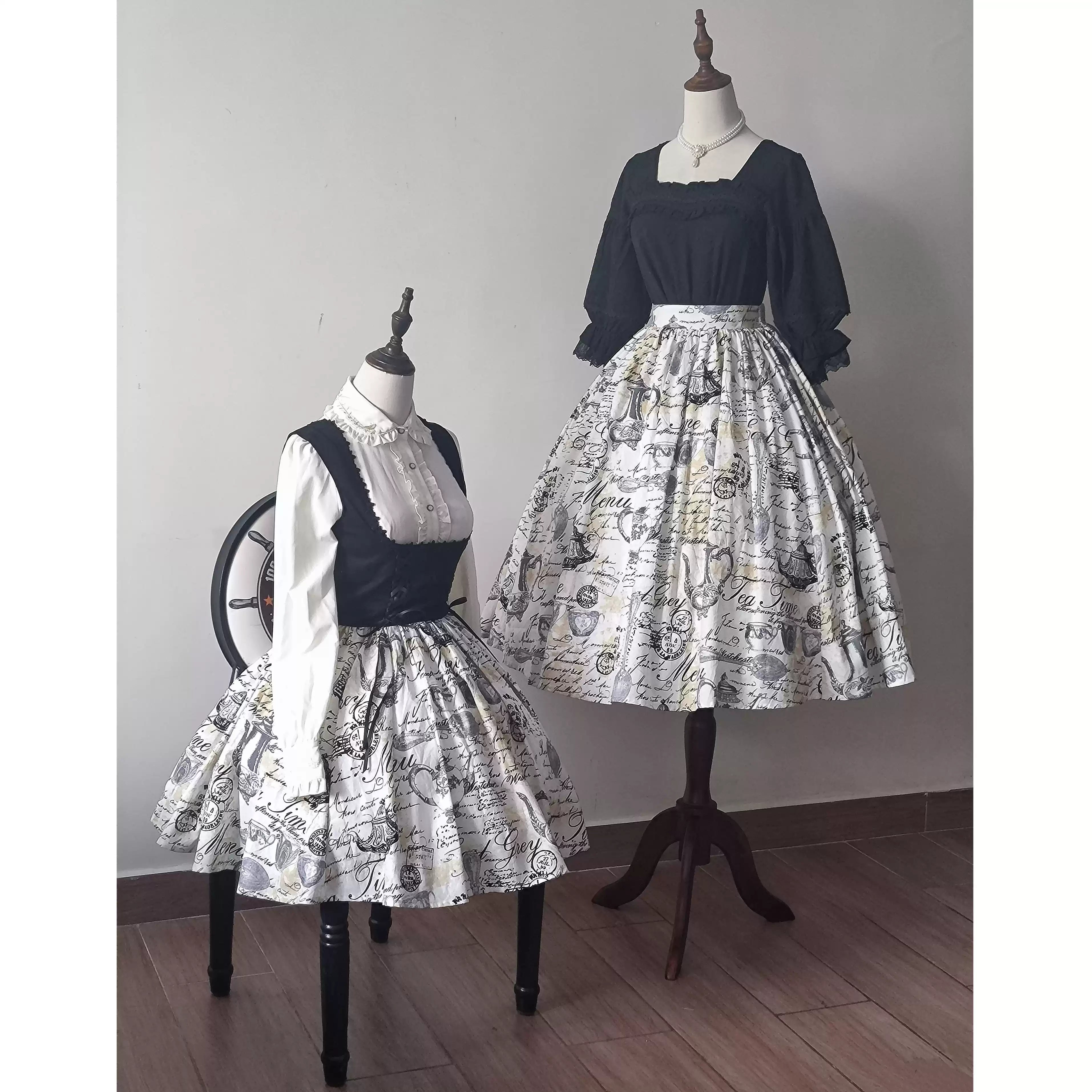Savor the charm of a timeless afternoon tea party with this custom Lolita skirt. Featuring an exclusive vintage-inspired print and a flattering high-waist A-line cut, this piece blends elegance with whimsical nostalgia. Crafted from premium fabric, the skirt maintains its structured silhouette while offering comfort for all-day wear. The original design showcases delicate motifs that evoke the romance of classic porcelain patterns, making it a perfect choice for garden gatherings, tea parties, or enchanting