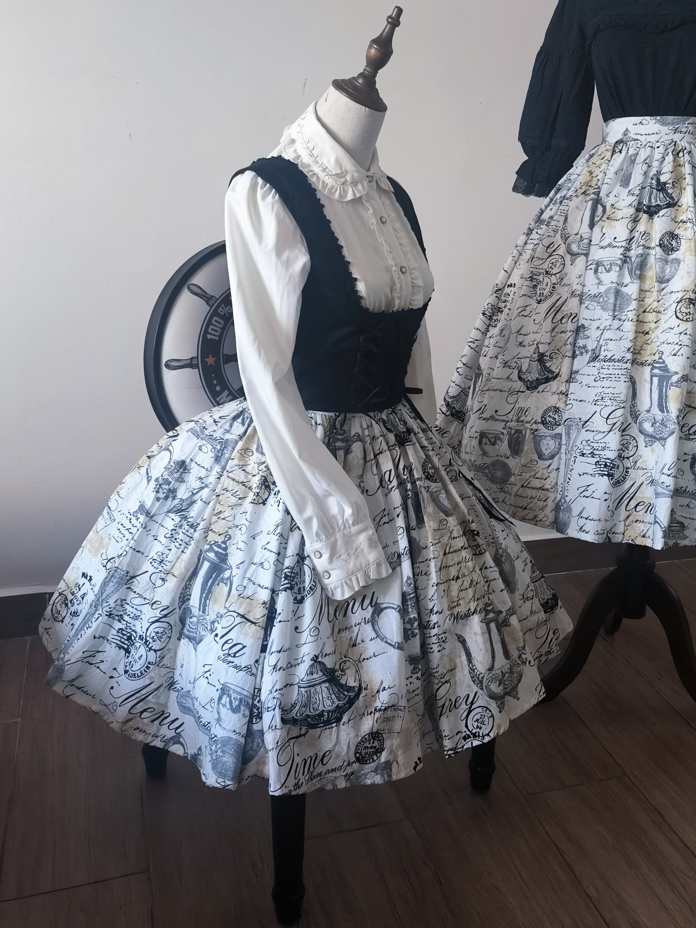 Savor the charm of a timeless afternoon tea party with this custom Lolita skirt. Featuring an exclusive vintage-inspired print and a flattering high-waist A-line cut, this piece blends elegance with whimsical nostalgia. Crafted from premium fabric, the skirt maintains its structured silhouette while offering comfort for all-day wear. The original design showcases delicate motifs that evoke the romance of classic porcelain patterns, making it a perfect choice for garden gatherings, tea parties, or enchanting