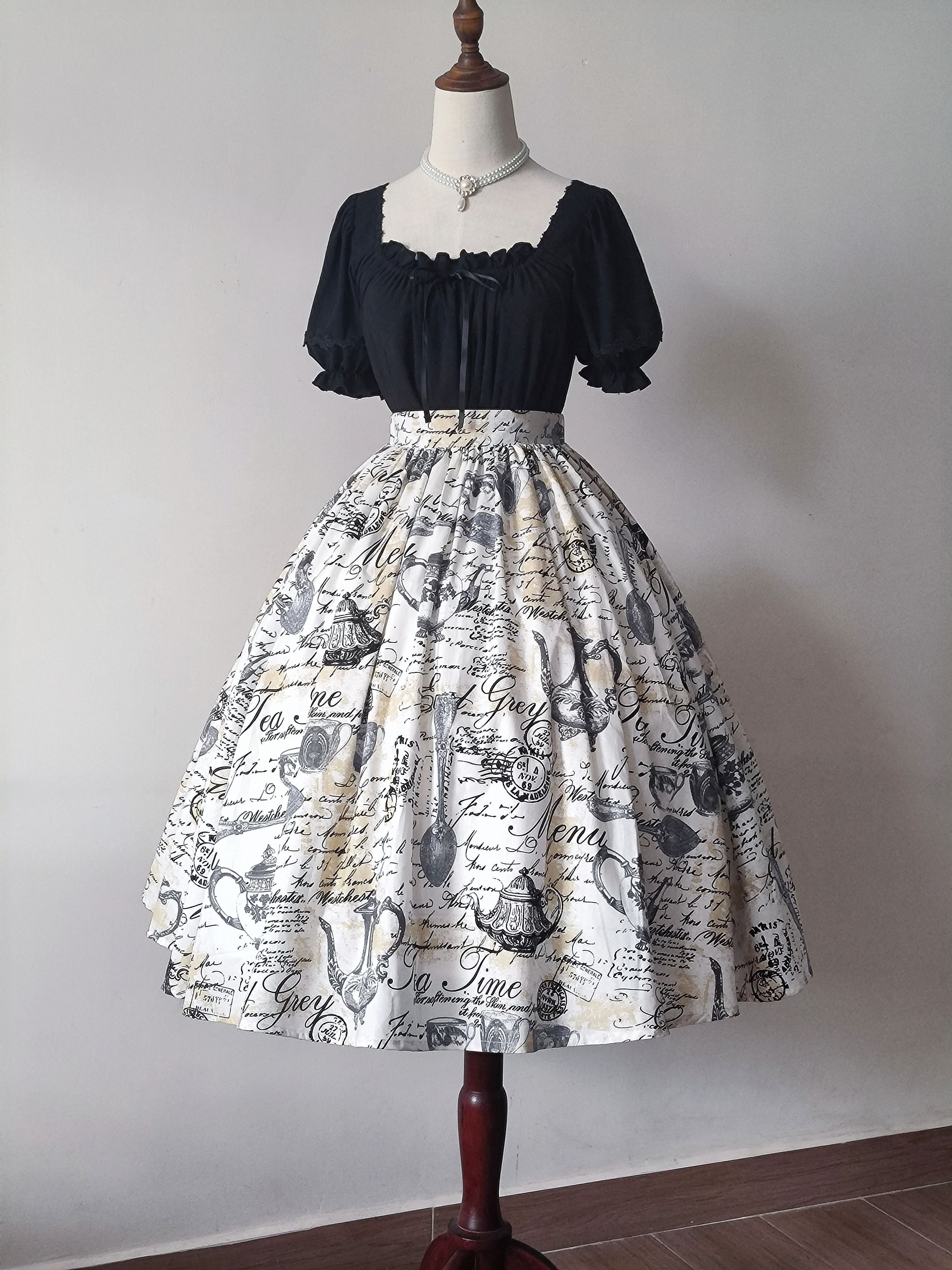 Savor the charm of a timeless afternoon tea party with this custom Lolita skirt. Featuring an exclusive vintage-inspired print and a flattering high-waist A-line cut, this piece blends elegance with whimsical nostalgia. Crafted from premium fabric, the skirt maintains its structured silhouette while offering comfort for all-day wear. The original design showcases delicate motifs that evoke the romance of classic porcelain patterns, making it a perfect choice for garden gatherings, tea parties, or enchanting