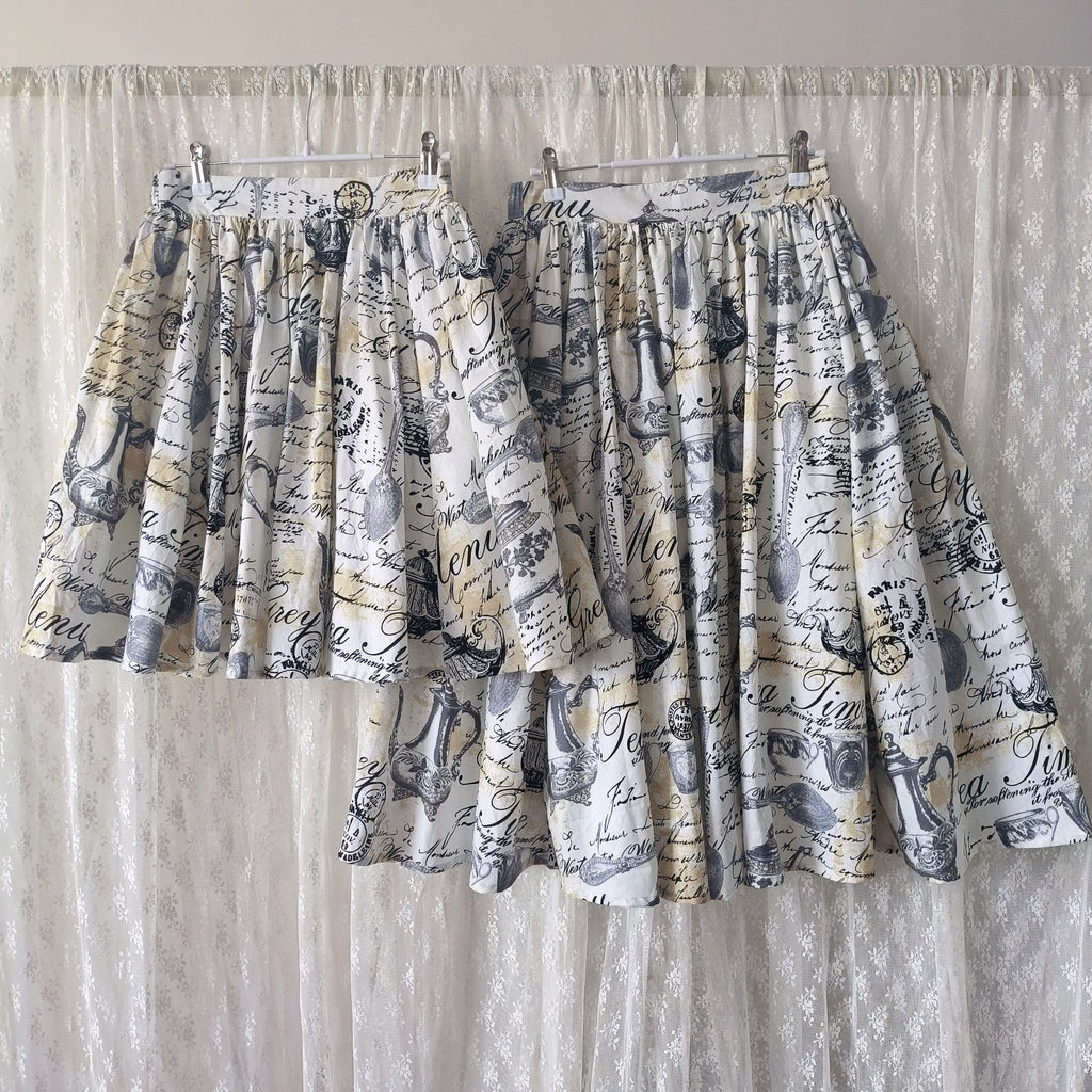 Savor the charm of a timeless afternoon tea party with this custom Lolita skirt. Featuring an exclusive vintage-inspired print and a flattering high-waist A-line cut, this piece blends elegance with whimsical nostalgia. Crafted from premium fabric, the skirt maintains its structured silhouette while offering comfort for all-day wear. The original design showcases delicate motifs that evoke the romance of classic porcelain patterns, making it a perfect choice for garden gatherings, tea parties, or enchanting