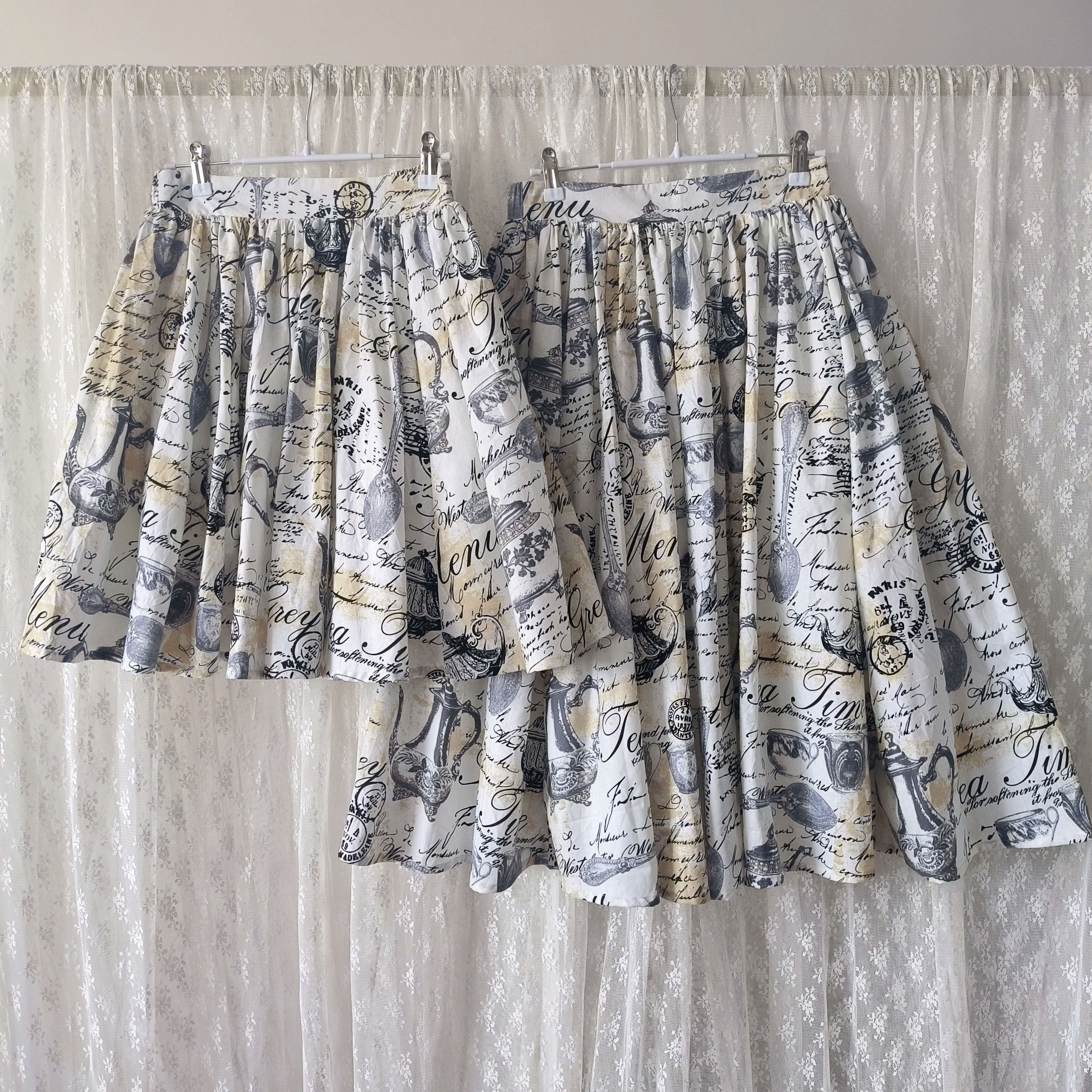 Savor the charm of a timeless afternoon tea party with this custom Lolita skirt. Featuring an exclusive vintage-inspired print and a flattering high-waist A-line cut, this piece blends elegance with whimsical nostalgia. Crafted from premium fabric, the skirt maintains its structured silhouette while offering comfort for all-day wear. The original design showcases delicate motifs that evoke the romance of classic porcelain patterns, making it a perfect choice for garden gatherings, tea parties, or enchanting
