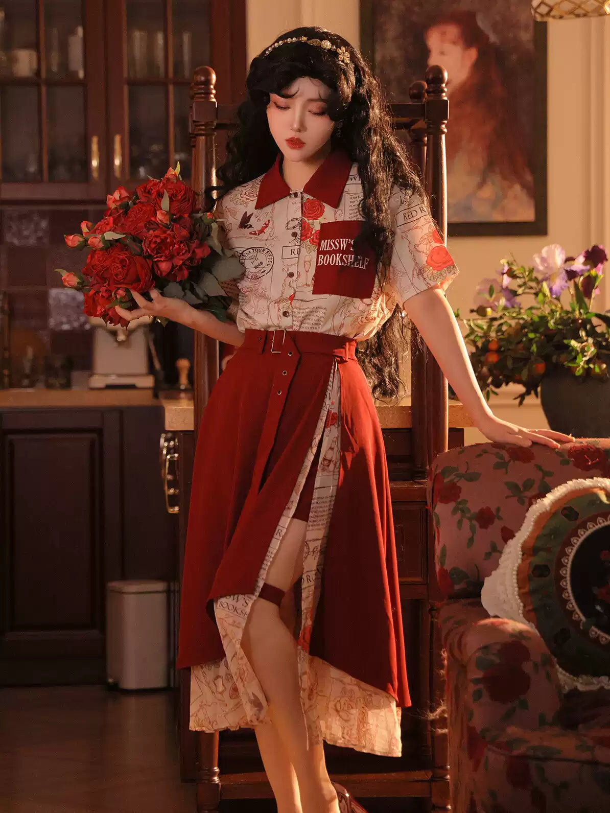 Embrace timeless femininity with the "Rose de Vie" skirt, where artistry meets elegance. Crafted from flowing double-layer chiffon, this original design features a graceful asymmetrical hem that dances with movement. The belted waist accentuates your silhouette, while delicate rose-inspired motifs echo a narrative of blooming romance. Perfect for garden parties, afternoon teas, or adding a touch of poetic sophistication to everyday wear. This skirt celebrates the lighthearted maturity of modern femininity—w