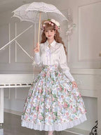 Design Concept:
This Lolita skirt, available in black and white, features a delicate and charming floral print that brings a touch of elegance to everyday styling. Crafted from soft, breathable fabric, the semi-length silhouette ensures a graceful drape and comfortable fit. The design combines classic Lolita aesthetics with modern versatility, making it ideal for daily wear, tea parties, or casual Lolita gatherings. Its timeless color palette and intricate floral detailing add a sophisticated yet playful ch